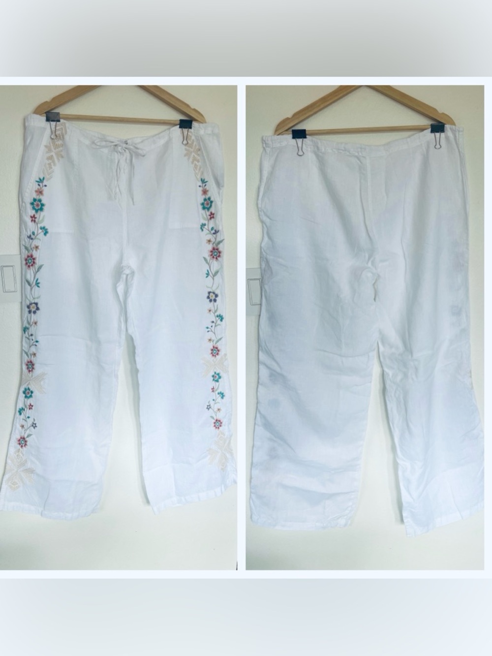 Johnny Was Embroidered Linen Pant - Picture 4 of 5